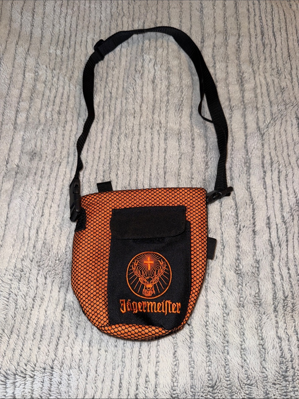 Jagermeister Orange and Black Mesh Crossbody Belt Bag